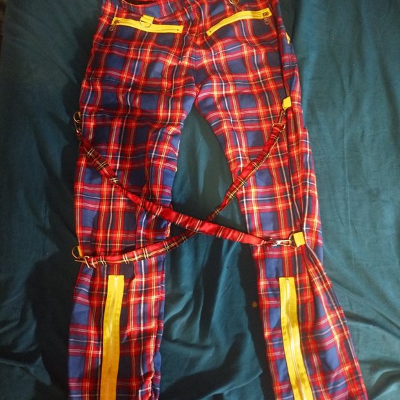 Morbid Threads plaid Bondage Pants size 34x32 - Picture 2 of 2